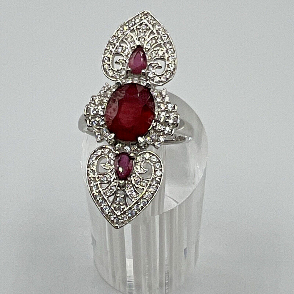 RARITIES CAROL BRODIE Sterling Silver & Ruby Ring - Size 7.25